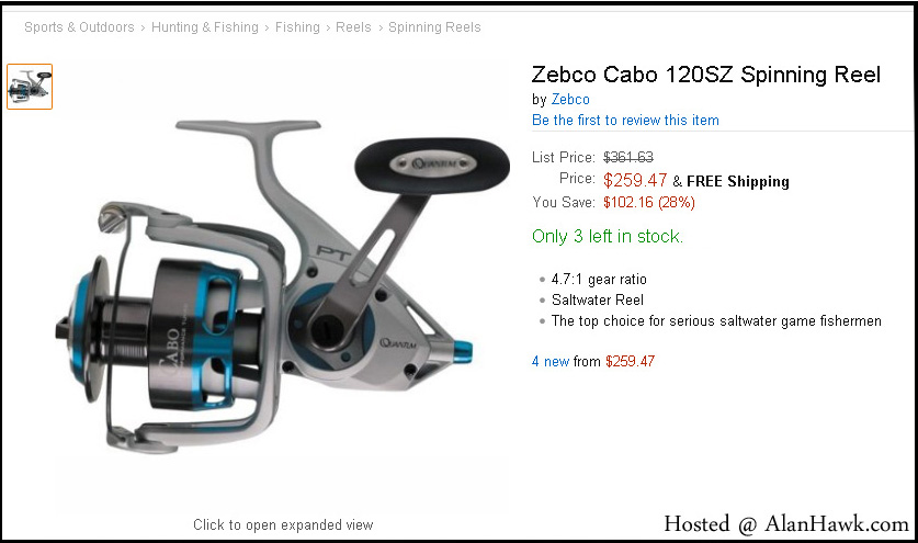 Quantum Cabo Saltwater Spinning Fishing Reel, Size 60 Reel, Silver/Blue